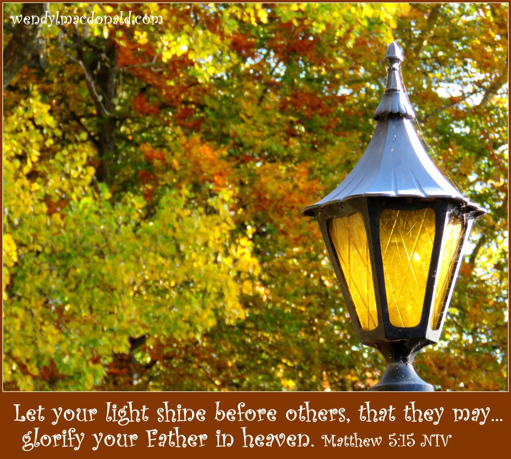 Let your light shine before others, that they may... glorify your Father in heaven. Matthew 5:15 NIV